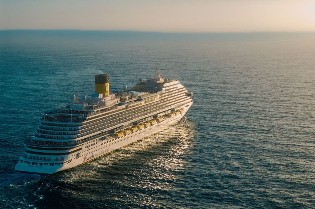 Cruise ship sailing on the ocean